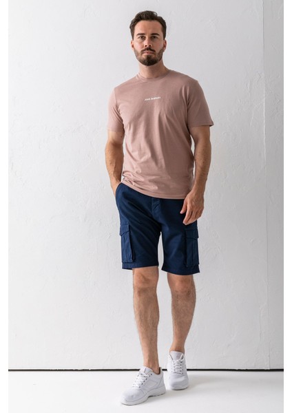 Erkek Düğme Kapamalı Kargo Cepli Pamuklu Şort Lacivert - 2855 fırsatları