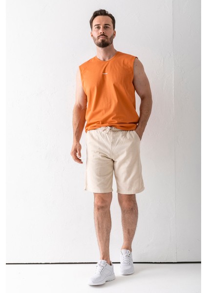 Erkek Beli Ayarlanabilir Çift Cepli Şort Taş - 9239 fırsatları