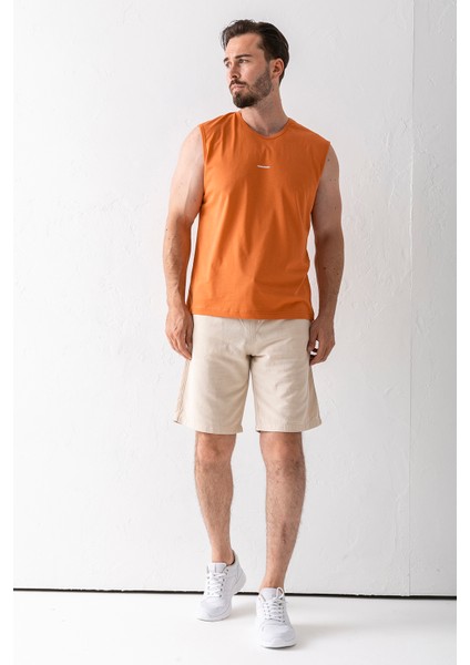 Erkek Beli Ayarlanabilir Çift Cepli Şort Taş - 9239