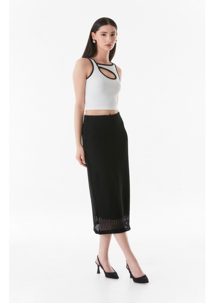 Basic Beli Lastikli Triko Etek