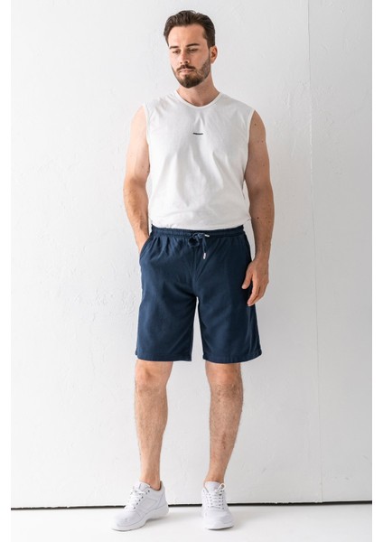Erkek Beli Ayarlanabilir Çift Cepli Şort Lacivert - 9239 fırsatları