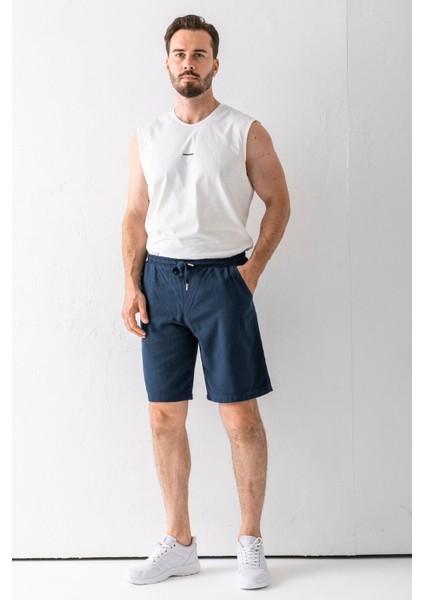 Erkek Beli Ayarlanabilir Çift Cepli Şort Lacivert - 9239 indirimleri