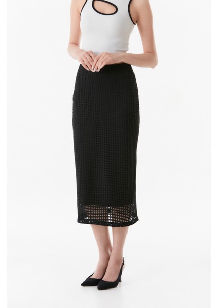 Basic Beli Lastikli Triko Etek