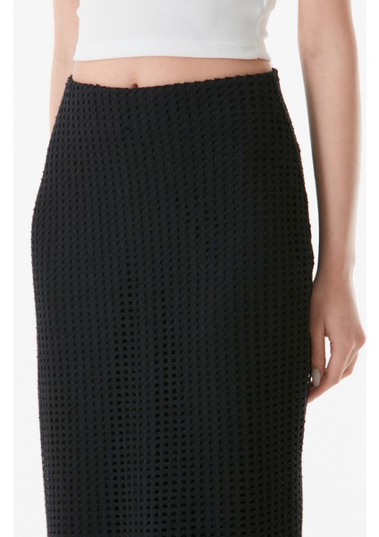 Basic Beli Lastikli Triko Etek