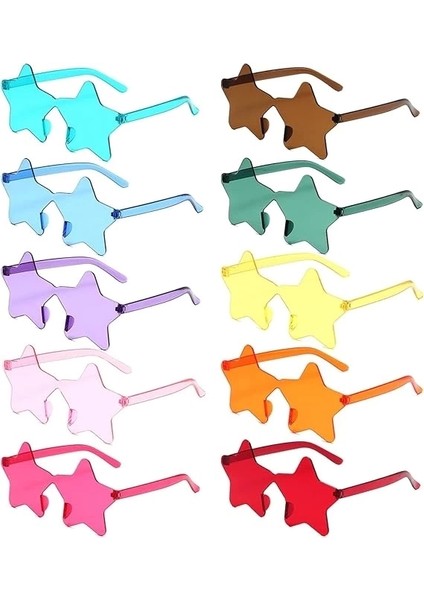 Bfs Yıldız Şekilli Çerçevesiz Parti Gözlüğü 6 Renk 6 Adet
