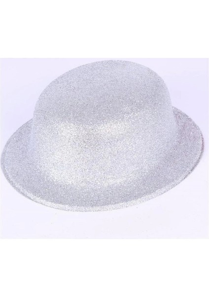 Bfs Gümüş Renk Yuvarlak Simli Plastik Parti Şapkası