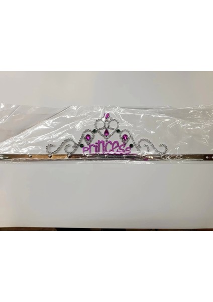 Bfs Gümüş Renk Prenses Yazılı Parti Tacı 60 cm