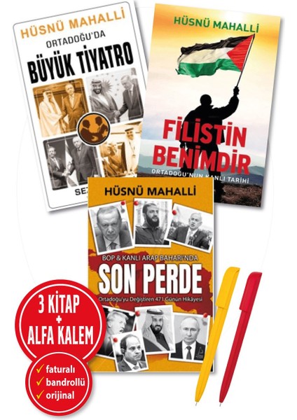 Alfa Kalem+ Filistin Benimdir+Ortadoğu'da Büyük Tiyatro+Son Perde - Bop Hüsnü Mahalli 3 Kitap Yeni