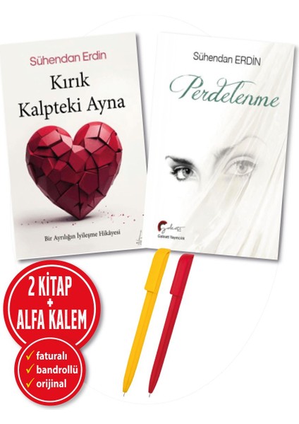 Alfa Kalem+ Sühendan Erdin 2 Kitap (Kırık Kalpteki Ayna+Perdelenme)-Yeni-Destek Roman Kitap