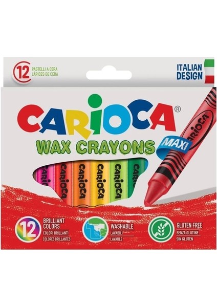 Carioca Wax Maxi Yıkanabilir Pastel Boya Kalemi 12'li