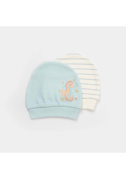 Bfs Save The Seahorse 2'li Bebek Şapka 72231 Bej-Mint