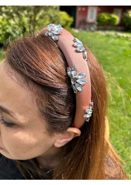 Abiye Kadın Mezuniyet Kına Ince Model Avize Taşlı Vizon Taç Saç Aksesuarı