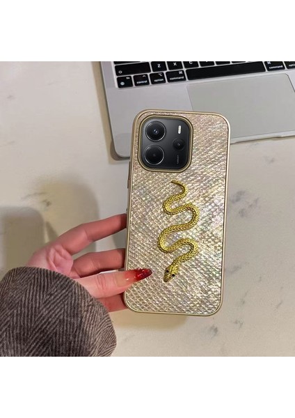 Xiaomi Redmi Note 14 5g Uyumlu Kılıf Zebana Golden Serpent Silikon Kılıf Gold