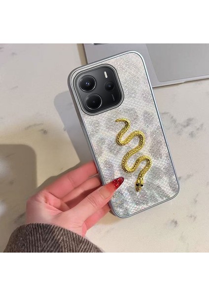 Xiaomi Redmi Note 14 5g Uyumlu Kılıf Zebana Golden Serpent Silikon Kılıf Gri