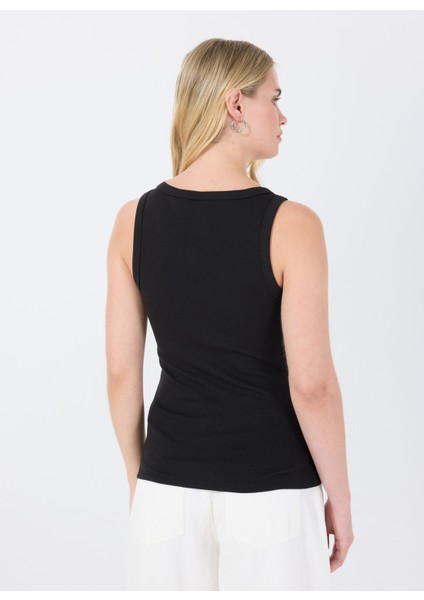 Bisiklet Yaka Düz Siyah Kadın Atlet 50514489 indirimleri