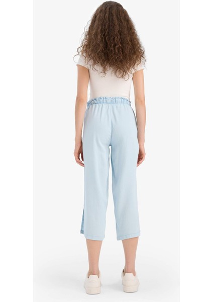 Pull On Culotte Yüksek Beli Lastikli Tensel Yıkamalı Pantolon D8240AX25SM