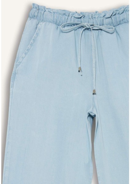 Pull On Culotte Yüksek Beli Lastikli Tensel Yıkamalı Pantolon D8240AX25SM