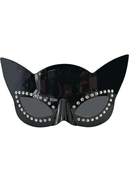 Bfs Siyah Renk Siyah Camlı Kedi Şekilli Parti Gözlüğü 20X11 cm