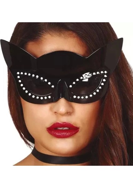 Bfs Siyah Renk Siyah Camlı Kedi Şekilli Parti Gözlüğü 20X11 cm fiyatları