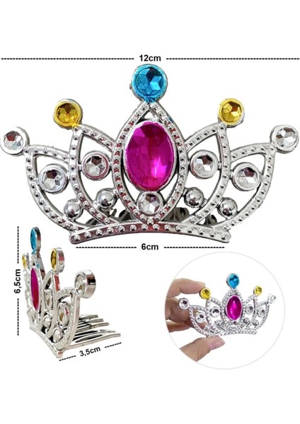 Bfs Gümüş Renk Taraklı Model Prenses Kraliçe Tacı 2 No 12X7 cm fiyatları