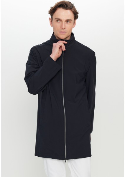 Standart Fit Normal Kesim Dik Yaka Yan Cepli Trençkot modelleri