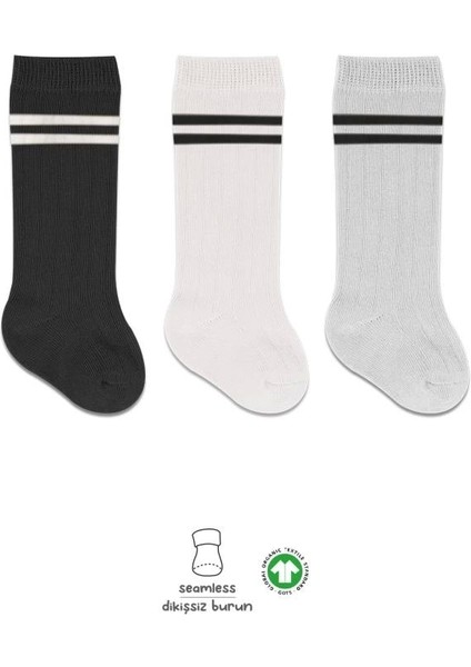 Bfs Bistyle Derby Dizaltı Çorap 3'lü BS40101 Siyah Ekru Gri Çemberli