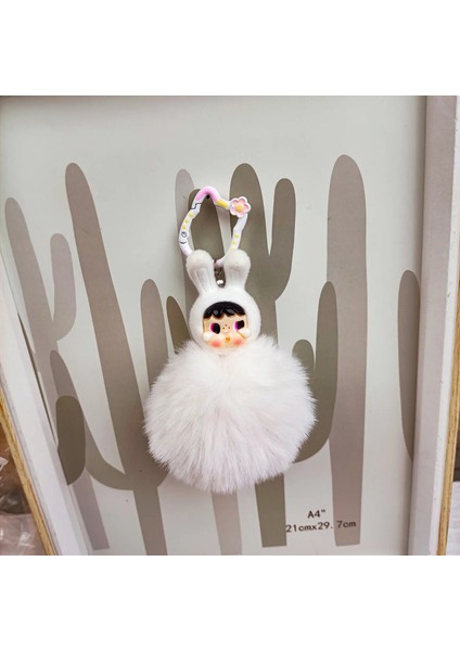 Yeni Crybaby × Uçan Kawaii Küçük Polis Zinciri Sırt Çantası Kolye Kolye Peluş Ball Dıy Süs Aksesuarları Dekorasyon Anahtarlık Hediyeleri Renk: B (Yurt Dışından)