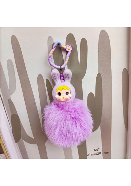Yeni Crybaby × Uçan Kawaii Küçük Polis Zinciri Backpack Kolye Kolye Peluş Ball Dıy Süs Aksesuarları Dekorasyon Anahtarlık Hediyeleri Renk: D (Yurt Dışından)