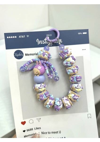 Pop Bean Diy Crybaby Sevimli Fasulye El Ya Boncuk Moblie Telefon Zinciri Boncuklu Anahtar Key Zincir Yaratıcı AksesuarKolye Gıf Renk: /malzeme: Diğer (Yurt Dışından)