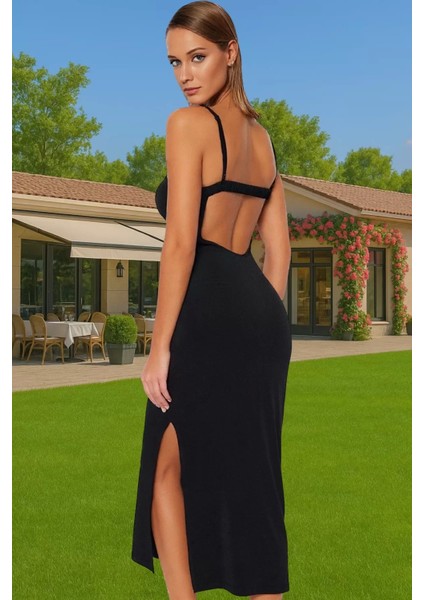 Yazlık Plaj Elbisesi Vücuda Oturan Maxi Örme Dekolteli Tasarım Kaliteli Işçilik Konforlu Kesim