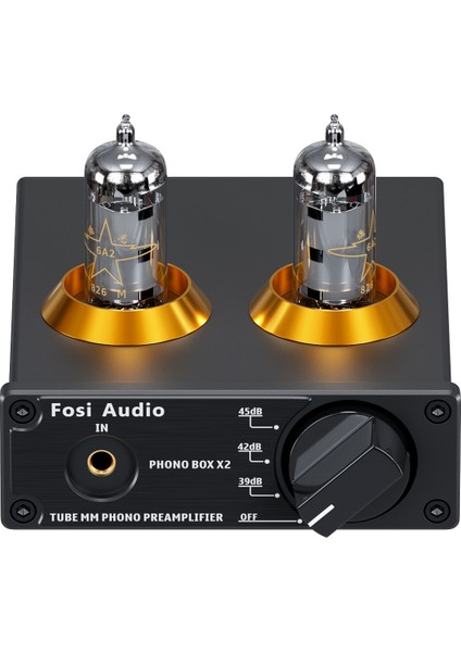 Box X2 Phono Tüp Amplifikatörü, Hifi Ön Amplifikatör, mm Pikap Için, Kazanç Ayarlı Döner Vakum Tüpü, Mm/3,5 mm Aux Girişi, Mini Phono Preamp Dc 12 V Güç Kaynağı ile