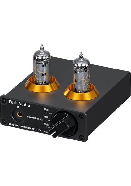 Box X2 Phono Tüp Amplifikatörü, Hifi Ön Amplifikatör, mm Pikap Için, Kazanç Ayarlı Döner Vakum Tüpü, Mm/3,5 mm Aux Girişi, Mini Phono Preamp Dc 12 V Güç Kaynağı ile