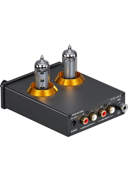 Box X2 Phono Tüp Amplifikatörü, Hifi Ön Amplifikatör, mm Pikap Için, Kazanç Ayarlı Döner Vakum Tüpü, Mm/3,5 mm Aux Girişi, Mini Phono Preamp Dc 12 V Güç Kaynağı ile