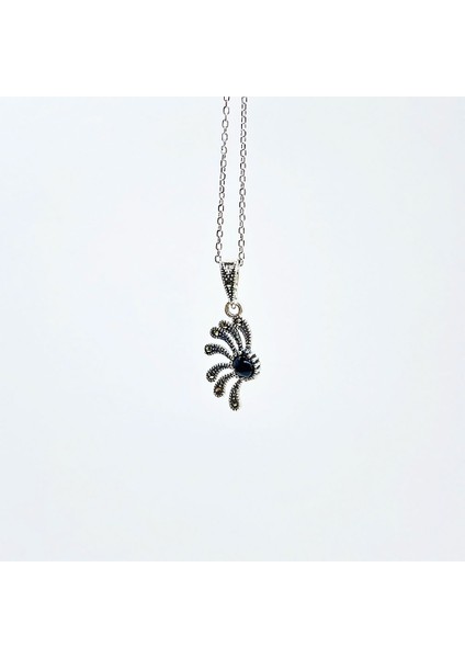 Papatya Model Oltu Taşı Tasarım 925 Ayar Gümüş Kolye fırsatları