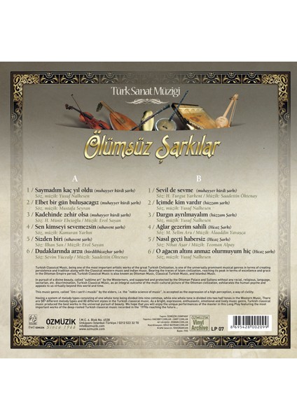 Mediha Şen Sancakoğlu Ölümsüz Şarkılar Plak Türk Sanat Müziği Klasikleri fiyatları