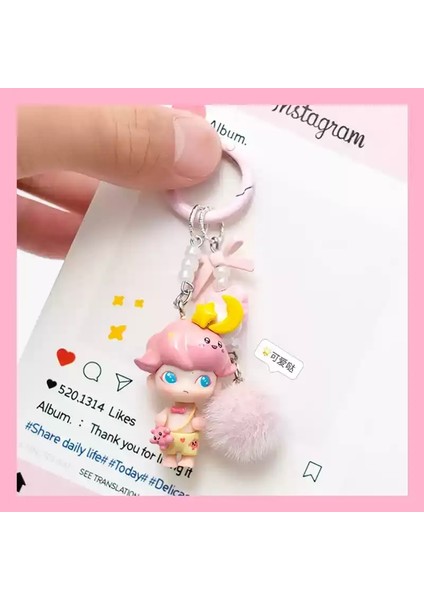 Dimoo Bebek Kolye Araba Keychain Yüksek Son Sevimli Sırt Çantası Kolye Telefon Zinciri Kolye Dekorasyonsürpriz Doğum Günü Si A (Yurt Dışından)