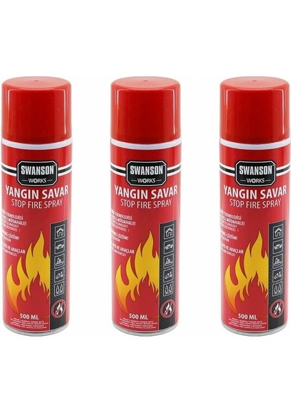 3 Adet Yangın Söndürücü - Yangın Savar Sprey 500ML + 500 ml + 500 ml Ev - Ofis - Oto Araç Ateş Boğucu Köpük Tabaka Oluşturur