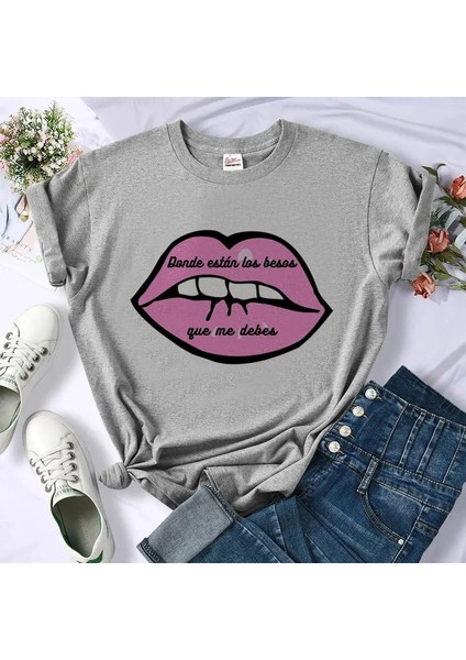 Extremoduro T-Shirt Teen Women Üniversitesi Harajuku Psychedelic Modeli Hip Hop Gömlek Üniversitesi Pop Kültür Anime Modaya Gizli Grunge Renk: DM1380-2-GREY/BOYUT (Varsayılan) (Yurt Dışından)