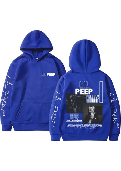 Rapçi Lil Peep Cehennem Boy Crybaby Hoodie Erkekler Hip Hop Moda Büyük Boyutlu Kapşonlu Sweatshirt Erkek Sıradan Polar Pamuk Retro Külot Mavi/boyut S (Yurt Dışından)