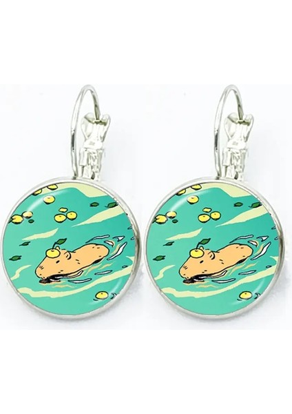 Karikatür Arı ve Capya Küpe Cam Cabochon Sarkık Küpeler Moda Damla Küpeler Leydi Küpe Takı Metal 2 (Yurt Dışından)