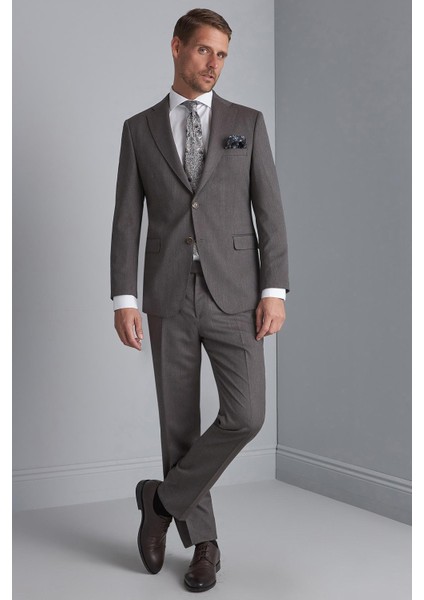 Erkek Kahve Barı (4 Drop) / Geniş Kalıp Mono Yaka Takım Elbise