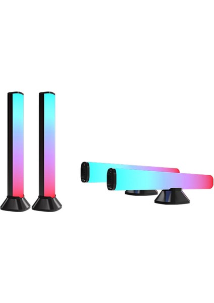 USB Atmosfer Işığı 5W Rgb+W Masaüstü Sesle Etkinleştirilen Rgb Sihirli Renk Pikap Işığı Ev Dekoratif Yatak Odası Gece Lambası-A (Yurt Dışından)