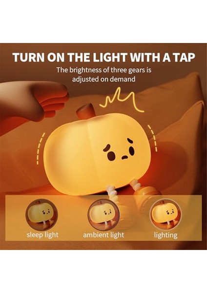 Gece Lambası Sevimli Lamba Balkabağı Dokunmatik Sensör Lambası Noel Gece Lambası Silikon LED Şarj Edilebilir Lamba (Yurt Dışından) modelleri