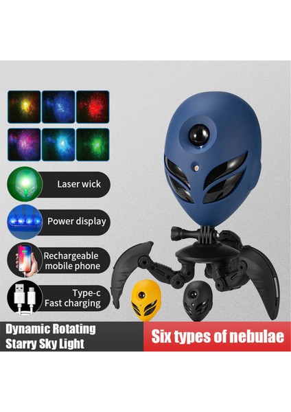 LED Yıldız Projeksiyon Lambası Projektör Etkileşimli Atmosfer Gece Lambası Uzay Adamı Yatak Odası Masaüstü Dekor Çocuk Hediye Mavi (Yurt Dışından) fiyatları