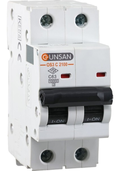 Valta Otomatik Sigorta 2 Kutup 10kA C Tip 63A