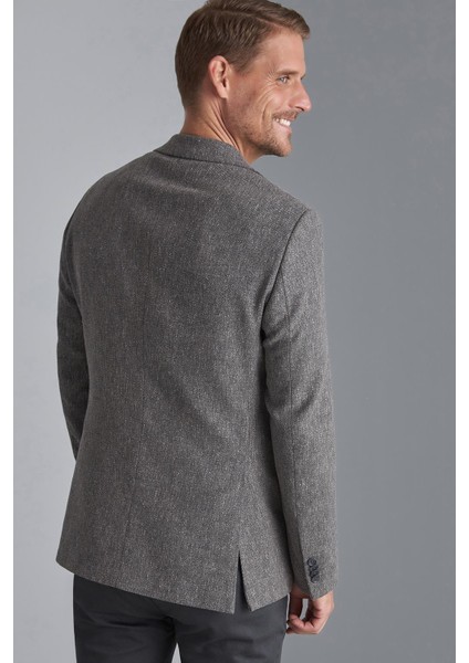 Erkek Gri Regularfit / Rahat Kalıp Mono Yaka Ceket modelleri
