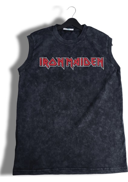 Unisex Rock Band Iron Maiden Sırt Baskılı Yıkamalı Kolsuz Vintage Tişört fiyatları