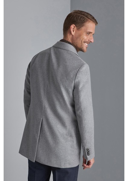 Erkek Gri Regularfit / Rahat Kalıp Kruvaze Kaban modelleri