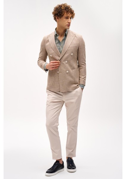Erkek Bej Slim Fit / Dar Kalıp Geniş Kırlangıç Ceket fırsatları