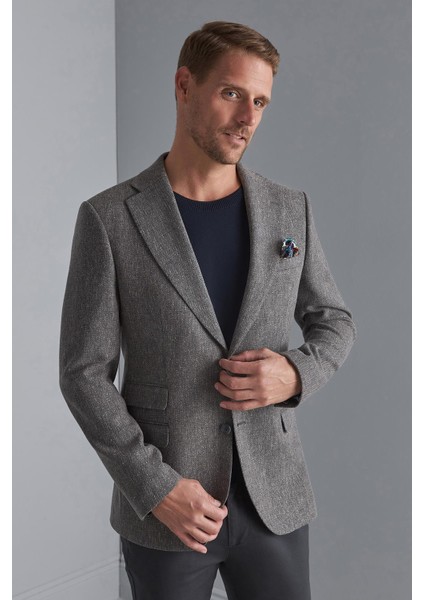 Erkek Gri Regularfit / Rahat Kalıp Mono Yaka Ceket fiyatları